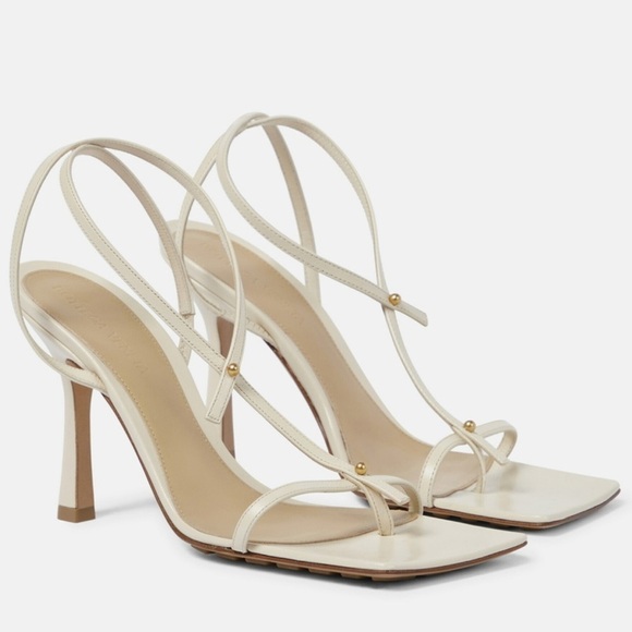 Bottega Veneta Shoes - Bottega Veneta White Stretch T Strap Heel Sandals Size 36